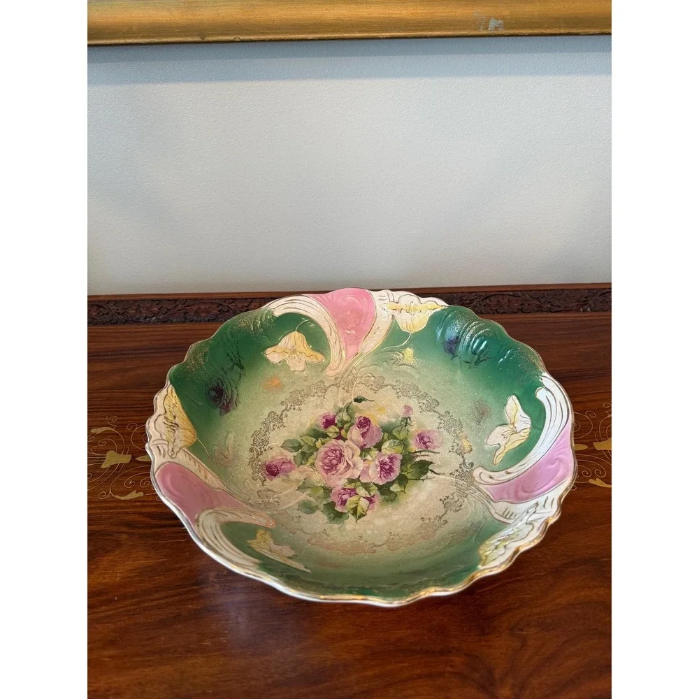 Antique Buffalo Pottery Floral Art‎ Nouveau Bowl 11